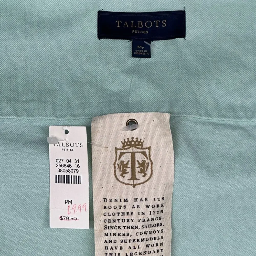 Talbots Petites Women’s Mint Green Denim Button-Up Jacket Size: Medium Petite - Picture 5 of 7